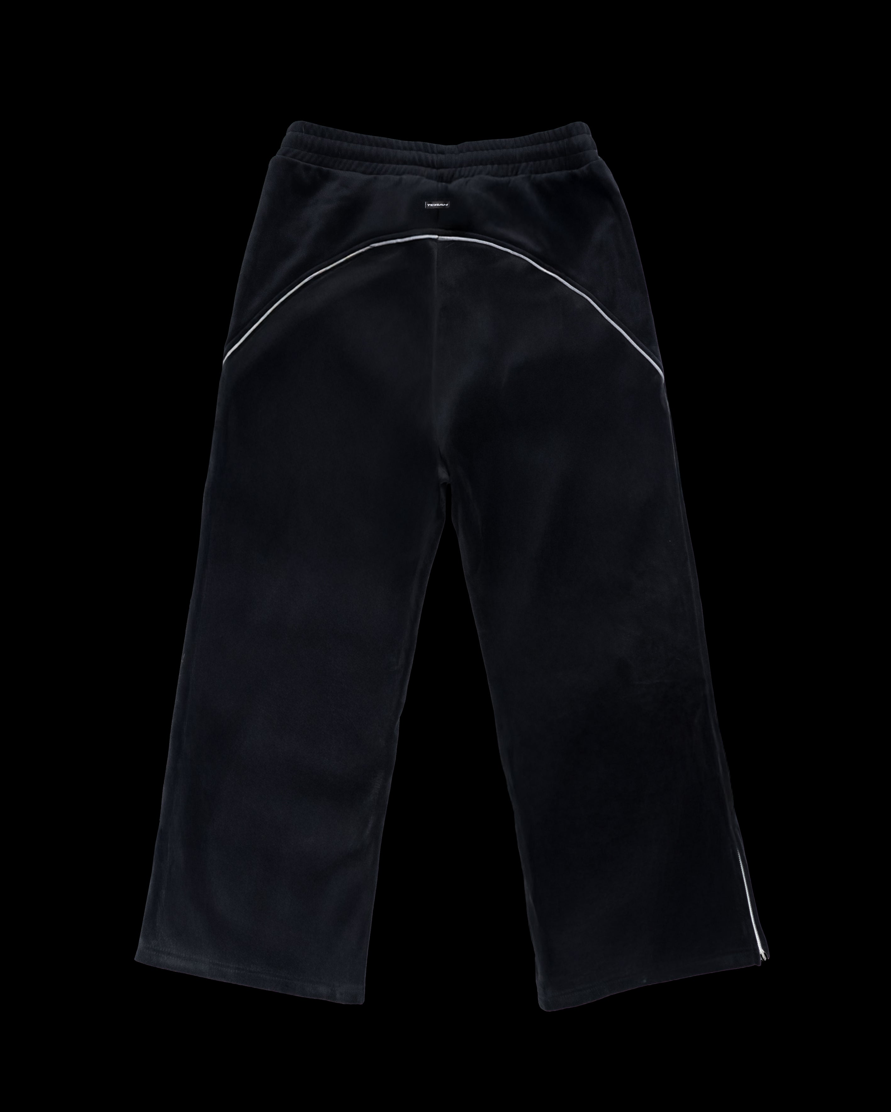 BLACK 2-TONE VELOUR MOTO TRACK PANTS – TERAH