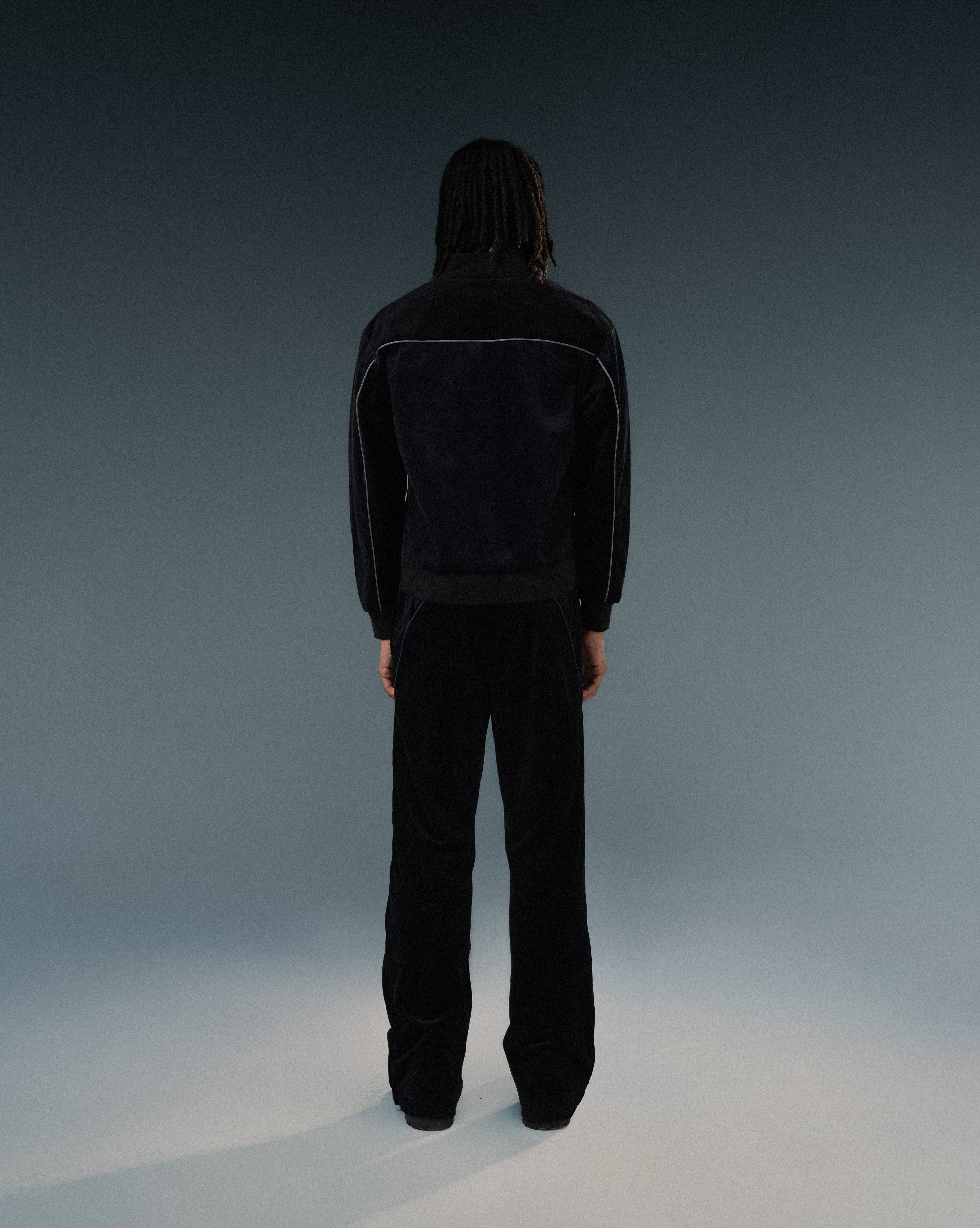 BLACK 2-TONE VELOUR MOTO TRACK JACKET – TERAH